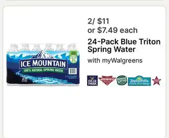 Walgreens 24-Pack Blue Triton Spring Water offer
