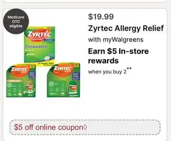 Walgreens Zyrtec Allergy Relief offer