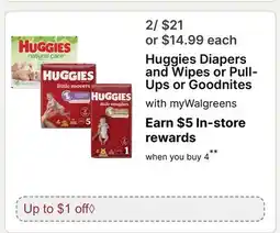 Walgreens Huggies Diapers and Wipes or Pull-Ups or Goodnites offer