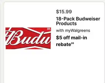 Walgreens 18-Pack Budweiser Products offer
