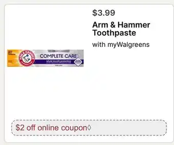 Walgreens Arm & Hammer Toothpaste offer