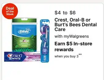 Walgreens Crest, Oral-B or Burt's Bees Dental Care offer