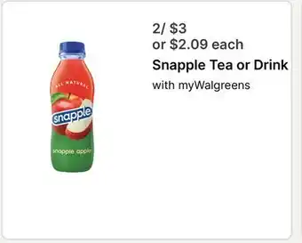 Walgreens Snapple Tea or Drink offer