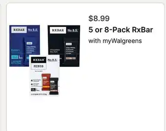Walgreens 5 or 8-Pack RxBar offer