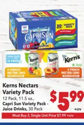 Vallarta Supermarkets Kerns Nectars Variety Pack offer