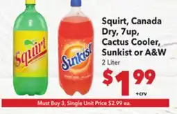 Vallarta Supermarkets Squirt, Canada Dry, 7up, Cactus Cooler, Sunkist or A & W offer