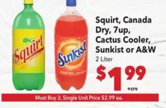 Vallarta Supermarkets Squirt, Canada Dry, 7up, Cactus Cooler, Sunkist or A & W offer