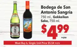 Vallarta Supermarkets Bodega de San Antonio Sangria offer
