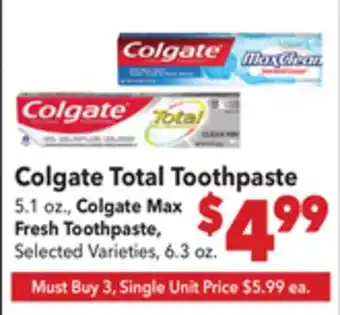 Vallarta Supermarkets Colgate Total Toothpaste offer