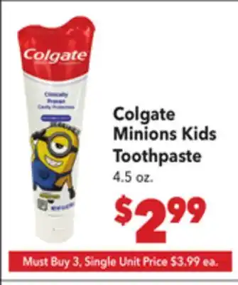 Vallarta Supermarkets Colgate Minions Kids Toothpaste offer