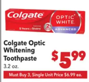 Vallarta Supermarkets Colgate Optic Whitening Toothpaste offer