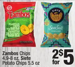 Super King Markets Zambos Chips 4.9-8 oz, Siete Potato Chips 5.5 oz offer