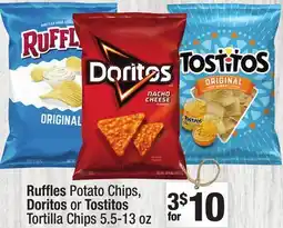 Super King Markets Ruffles Potato Chips, Doritos or Tostitos Tortilla Chips offer