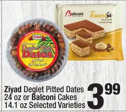 Super King Markets Ziyad Deglet Pitted Dates 24 oz or Balconi Cakes 14.1 oz offer