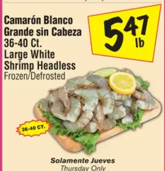 El Super 36-40 Ct. Large White Shrimp Headless offer