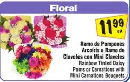 El Super Rainbow Tinted Daisy Poms or Carnations with Mini Carnations offer