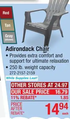 Menards Gracious Living Red Adirondack Chair offer