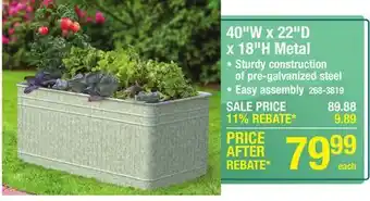 Menards 40 W x 22 D x 18 H Vintage Metal Raised Garden Bed offer