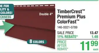 Menards TimberCrest Premium Plus ColorFast offer