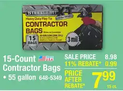 Menards Steelcoat 55 Gallon Flap Tie XT Contractor Bags - 15 count offer