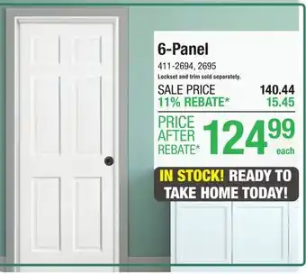 Menards Mastercraft 30W x 80H Brite White 6-Panel Prehung Interior Door - Right Inswing offer