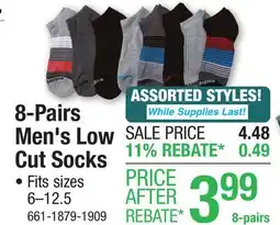 Menards Steve Madden Men's Low Cut Black/Gray 6-12.5 Socks - 8 Pairs offer