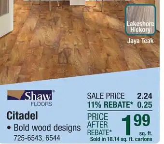 Menards Shaw Citadel Lakeshore Hickory 5.91 x 36.84 Floating Luxury Vinyl Plank Flooring (18.14 sq.ft/ctn) offer