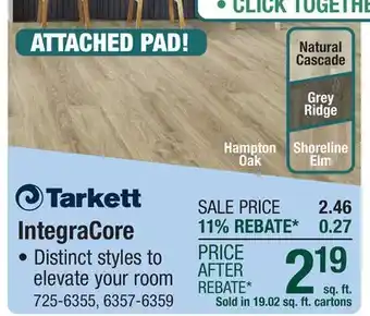 Menards Tarkett IntegraCore Natural Cascade 7 x 48 Floating Luxury Vinyl Plank Flooring (19.02 sq.ft/ctn) offer