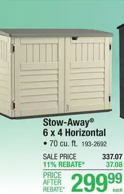 Menards Suncast Stow-Away Horizontal 6 x 4 x 4 Outdoor Resin Storage Shed offer