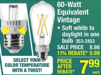 Menards Sylvania TruWave 60 Watt Equivalent Clear Dimmable ST19 E26 Selectable Temperature LED Light Bulb offer