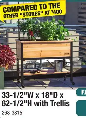 Menards 40 x 62 Cedar Elevated Garden Bed with Steel Trellis offer