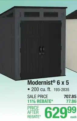 Menards Suncast Modernist 6 x 5 Outdoor Resin Storage Shed offer