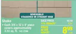 Menards LP SmartSide 3/8 x 12 x 4' Reversible Textured Engineered Wood Cedar Shake Siding offer
