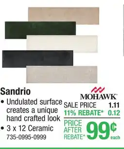 Menards Mohawk Sandrio Perla White 3 x 12 Ceramic Wall Tile offer