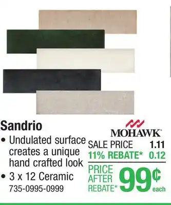 Menards Mohawk Sandrio Perla White 3 x 12 Ceramic Wall Tile offer