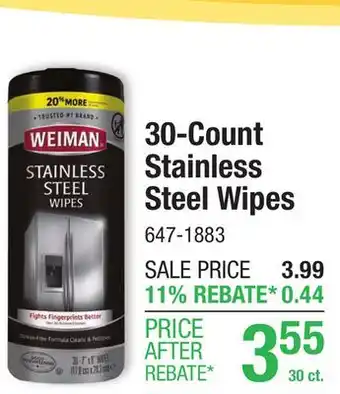 Menards Weiman Stainless Steel Wipes - 30 Count offer