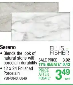 Menards Ellis + Fisher Sereno Statuario 12 x 24 Polished Porcelain Floor and Wall Tile offer