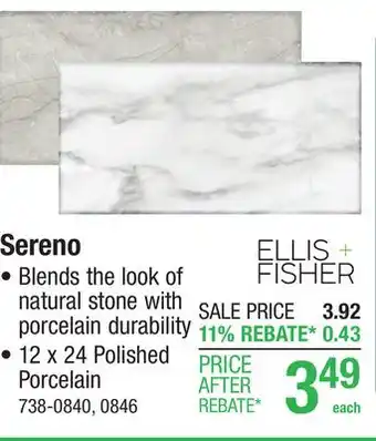 Menards Ellis + Fisher Sereno Statuario 12 x 24 Polished Porcelain Floor and Wall Tile offer