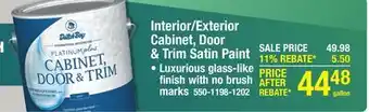 Menards Dutch Boy Platinum Plus Cabinet, Door & Trim Satin Enamel Paint High Hide White - 1 gal offer