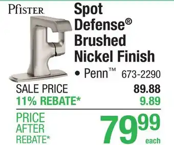 Menards Pfister Penn One-Handle 4 Centerset Spot Defense Brushed Nickel Bathroom Sink Faucet offer