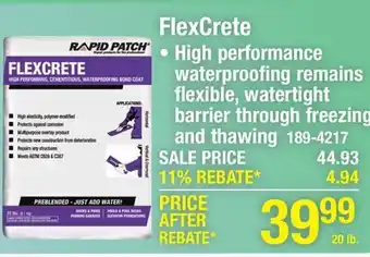 Menards Rapid Patch FlexCrete offer