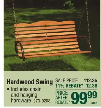 Menards Backyard Creations Hardwood Porch Swing offer