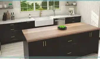Menards KLËARVŪE Laholm Black Kitchen with Island - Cabinets Only offer