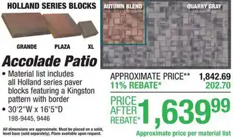 Menards Accolade Patio Project Material List offer