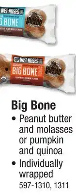 Menards Wet Noses Peanut Butter & Molasses Grain Free Big Bone Dog Treat - 2.4 oz offer