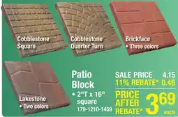 Menards 16 x 16 Square Suede Cobblestone Patio Block offer