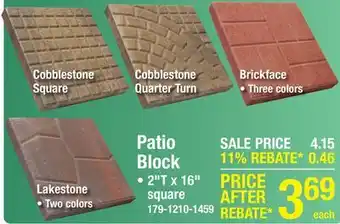 Menards 16 x 16 Square Suede Cobblestone Patio Block offer