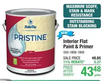 Menards Dutch Boy Pristine Interior Flat Valor 100% Acrylic Paint + Primer - 1 gal offer
