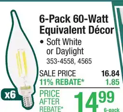 Menards Sylvania TruWave 60 Watt Equivalent Clear Dimmable B10 E12 Daylight LED Light Bulb - 6 Pack offer