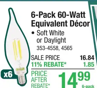 Menards Sylvania TruWave 60 Watt Equivalent Clear Dimmable B10 E12 Daylight LED Light Bulb - 6 Pack offer